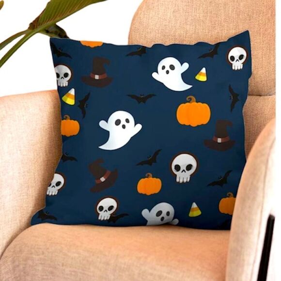 Ghost and Pumpkin Print Pillow Cover - Picture 4 of 5